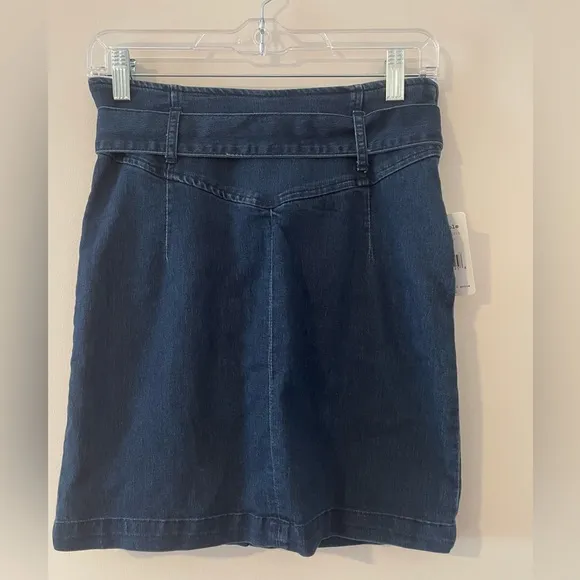 NWT Free People Womens Living It Up Denim Belted Pencil Mini Skirt Size 4