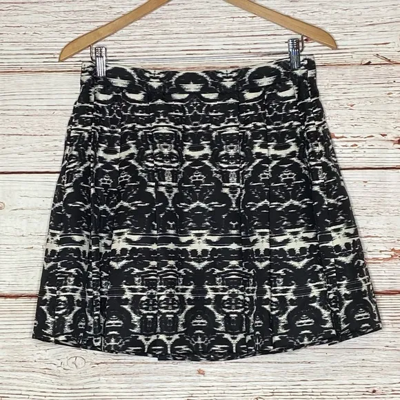 NWT J Crew Blurred Ikat Print A Line Pleated Mini Skirt Sz 2