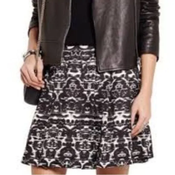 NWT J Crew Blurred Ikat Print A Line Pleated Mini Skirt Sz 2