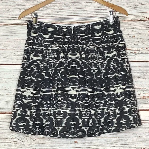 NWT J Crew Blurred Ikat Print A Line Pleated Mini Skirt Sz 2