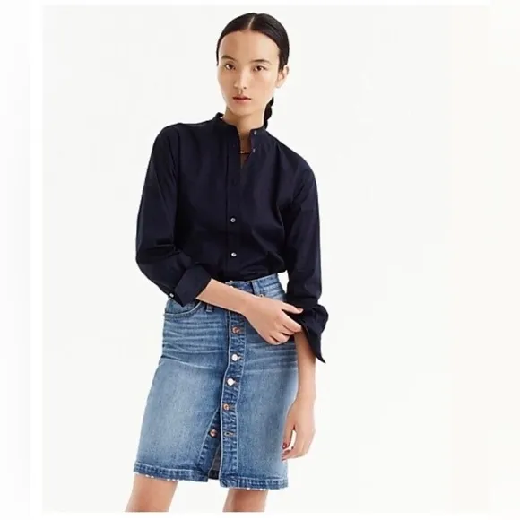 NWT J. Crew Button-front Denim Jean Midi Pencil Skirt- Size 29