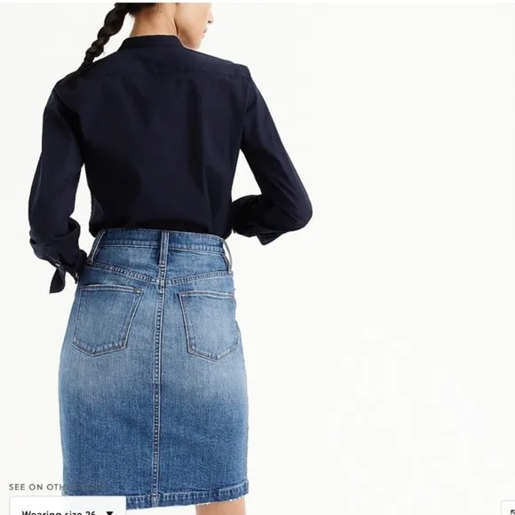 NWT J. Crew Button-front Denim Jean Midi Pencil Skirt- Size 29