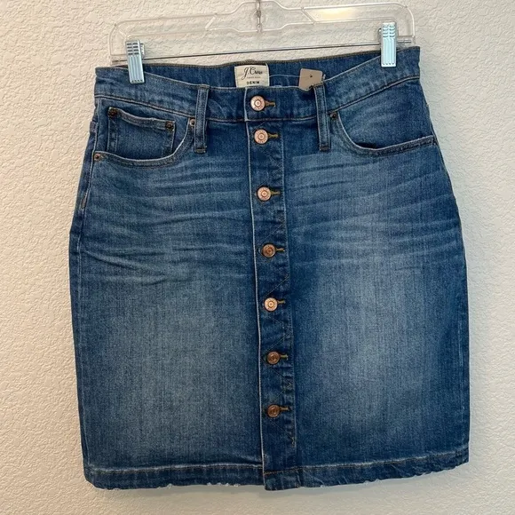NWT J. Crew Button-front Denim Jean Midi Pencil Skirt- Size 29