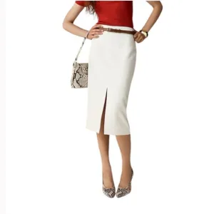 NWT J Crew Kramer Pencil midi skirt in four-season stretch in ivory size 6
