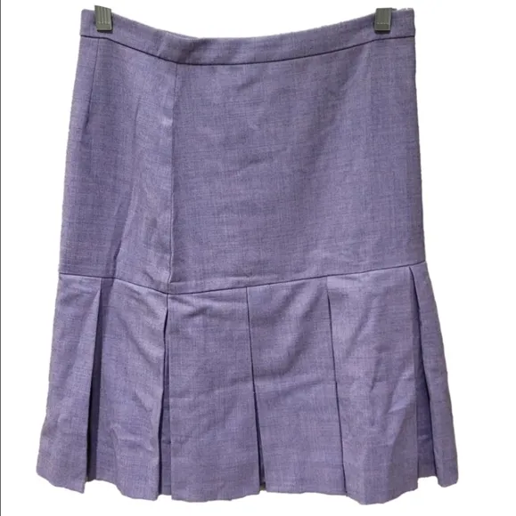 NWT J.Crew Pleated Box Skirt in Wool Flannel 0 Lilac Multi Purple f4521