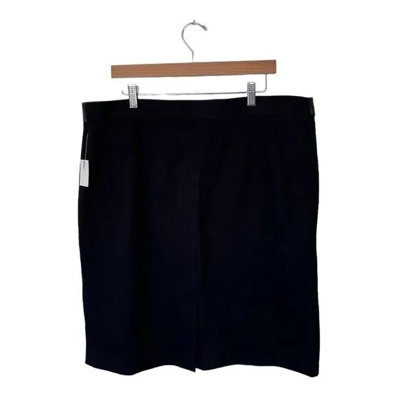 NWT Kasper | Black Faux Leather Front Panel Stretch Pencil Skirt