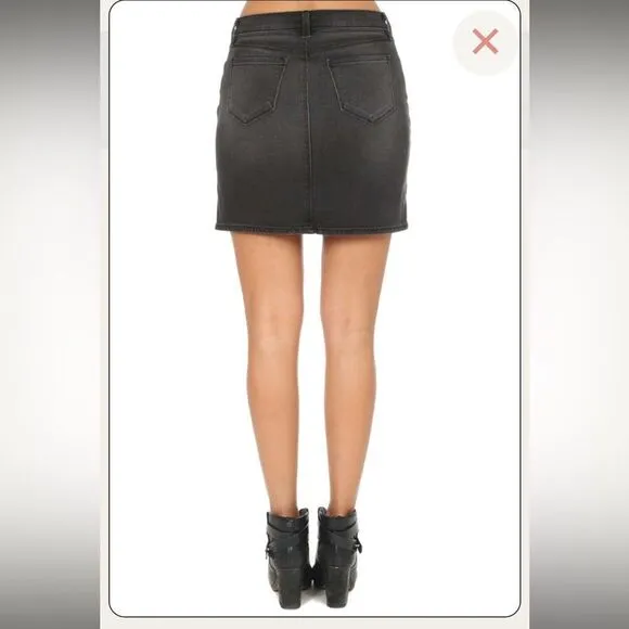 NWT L’AGENCE Portia black denim lace up front mini skirt 25