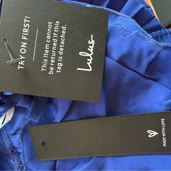NWT. Lulu’s Never a Dull Moment Royal Blue Tie-Strap Pleated Midi Dress. Sz. XS