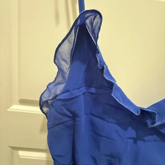 NWT. Lulu’s Never a Dull Moment Royal Blue Tie-Strap Pleated Midi Dress. Sz. XS