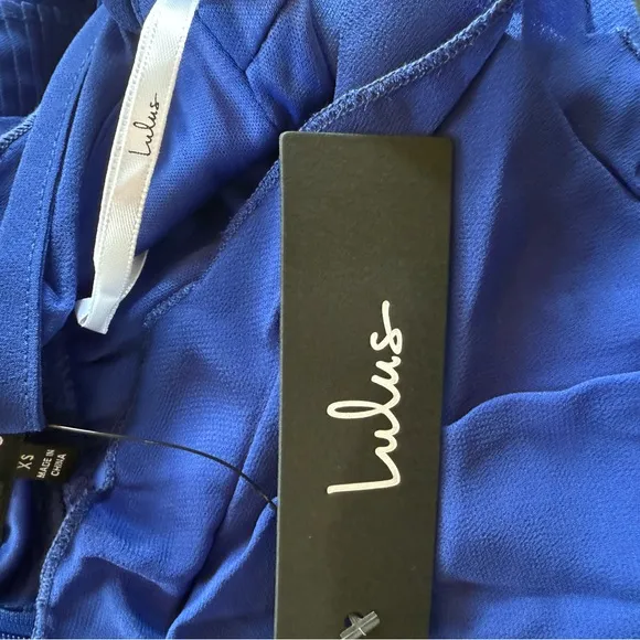 NWT. Lulu’s Never a Dull Moment Royal Blue Tie-Strap Pleated Midi Dress. Sz. XS