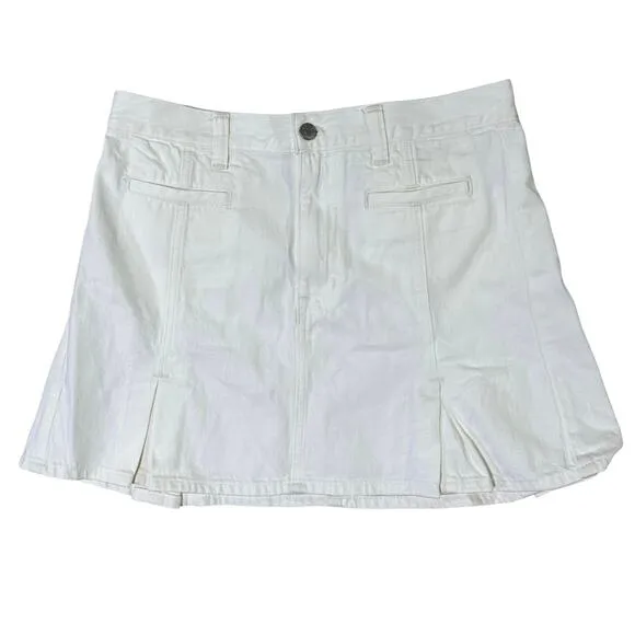 NWT Madewell Denim Pleated Mini Skirt in Tile White Size 27