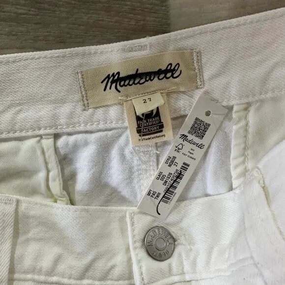 NWT Madewell Denim Pleated Mini Skirt in Tile White Size 27