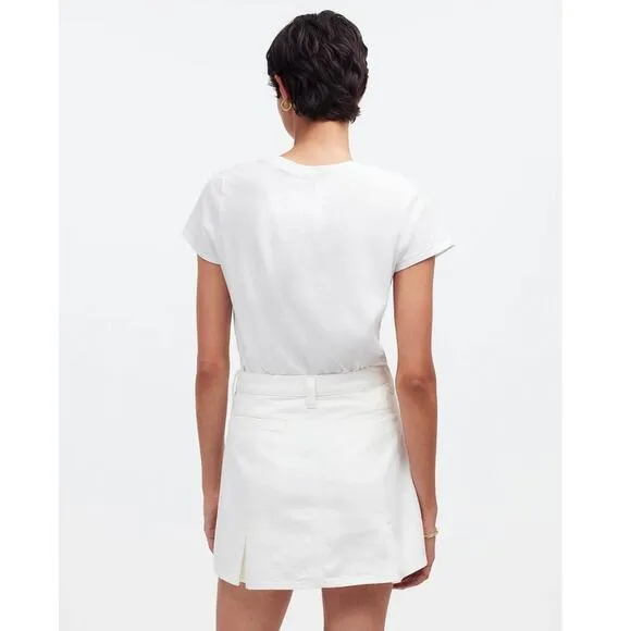 NWT Madewell Denim Pleated Mini Skirt in Tile White Size 27