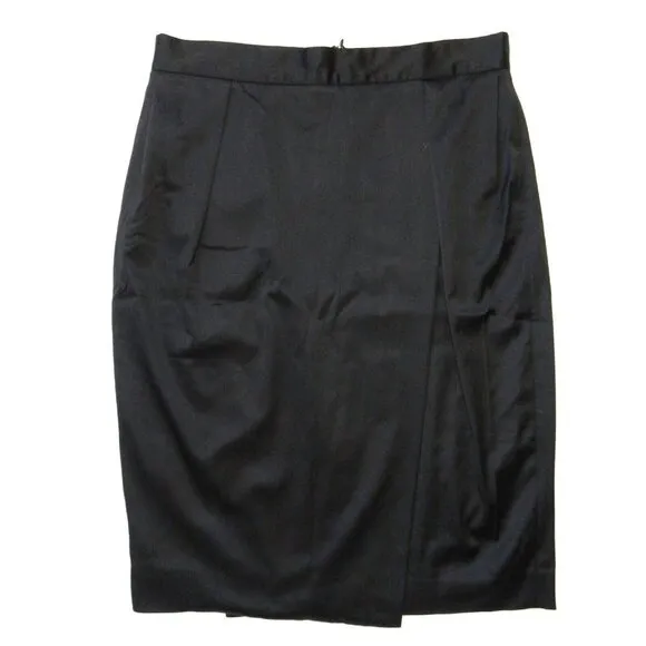 NWT MM. Lafleur Perry in Black Satin Pleated Pencil Skirt 4