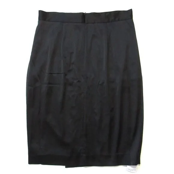 NWT MM. Lafleur Perry in Black Satin Pleated Pencil Skirt 4