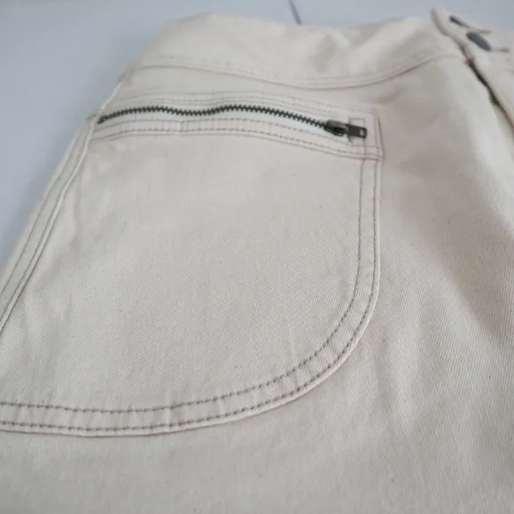 NWT Prana Broadway Skirt Stretch Denim Natural Zip Pockets  6