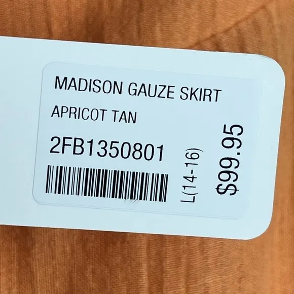 NWT Soft Surroundings Gauze Apriocot Maxi Skirt Large