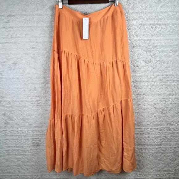NWT Soft Surroundings Gauze Apriocot Maxi Skirt Large