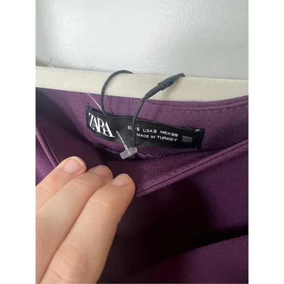 NWT Zara Purple Bermuda Skort Tie Belt Flare Belted Mini Skirt with Shorts