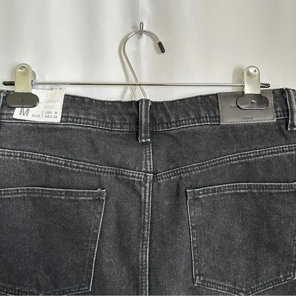 NWT Zara TRF Denimwear Women's Black Mini Denim Skirt sz US Medium