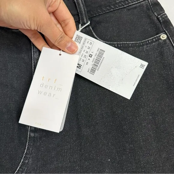NWT Zara TRF Denimwear Women's Black Mini Denim Skirt sz US Medium