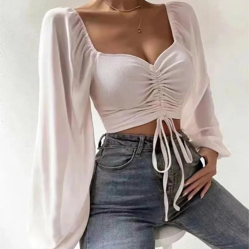 Obsidian Phoenix Women's Luxury Puff Sleeve V-Neck Top
