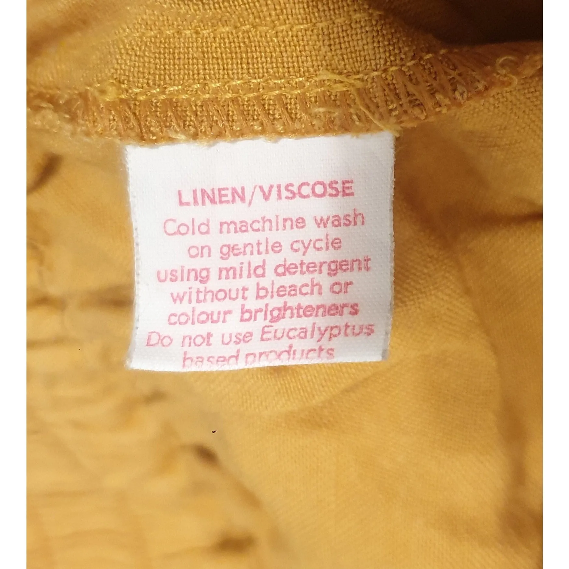 Obus mustard linen mix shorts with elastic waist band, and pockets size 12