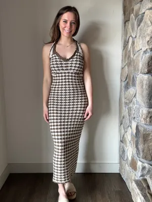 olive cream crochet maxi dress