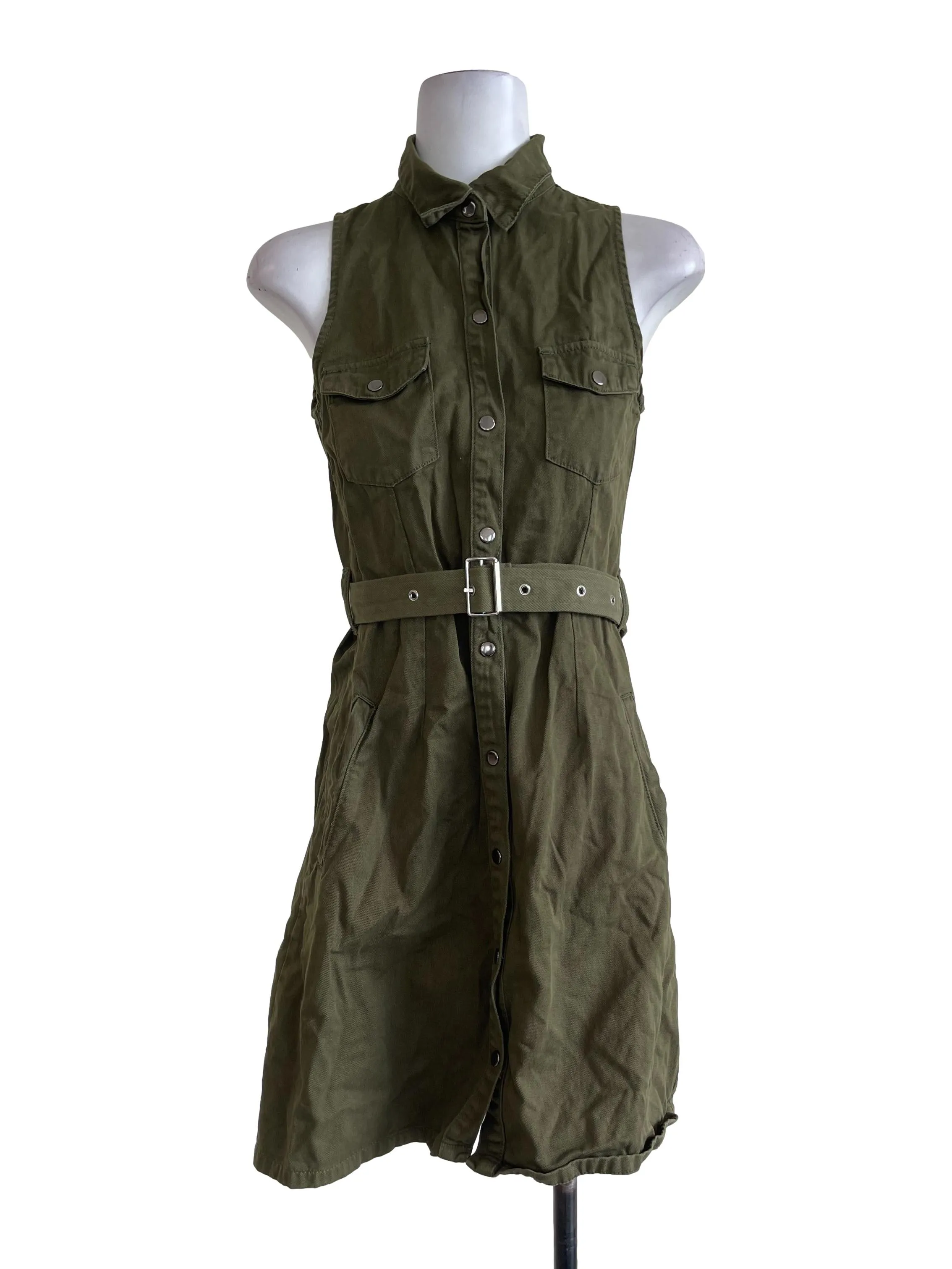 Olive Green Denim Dress