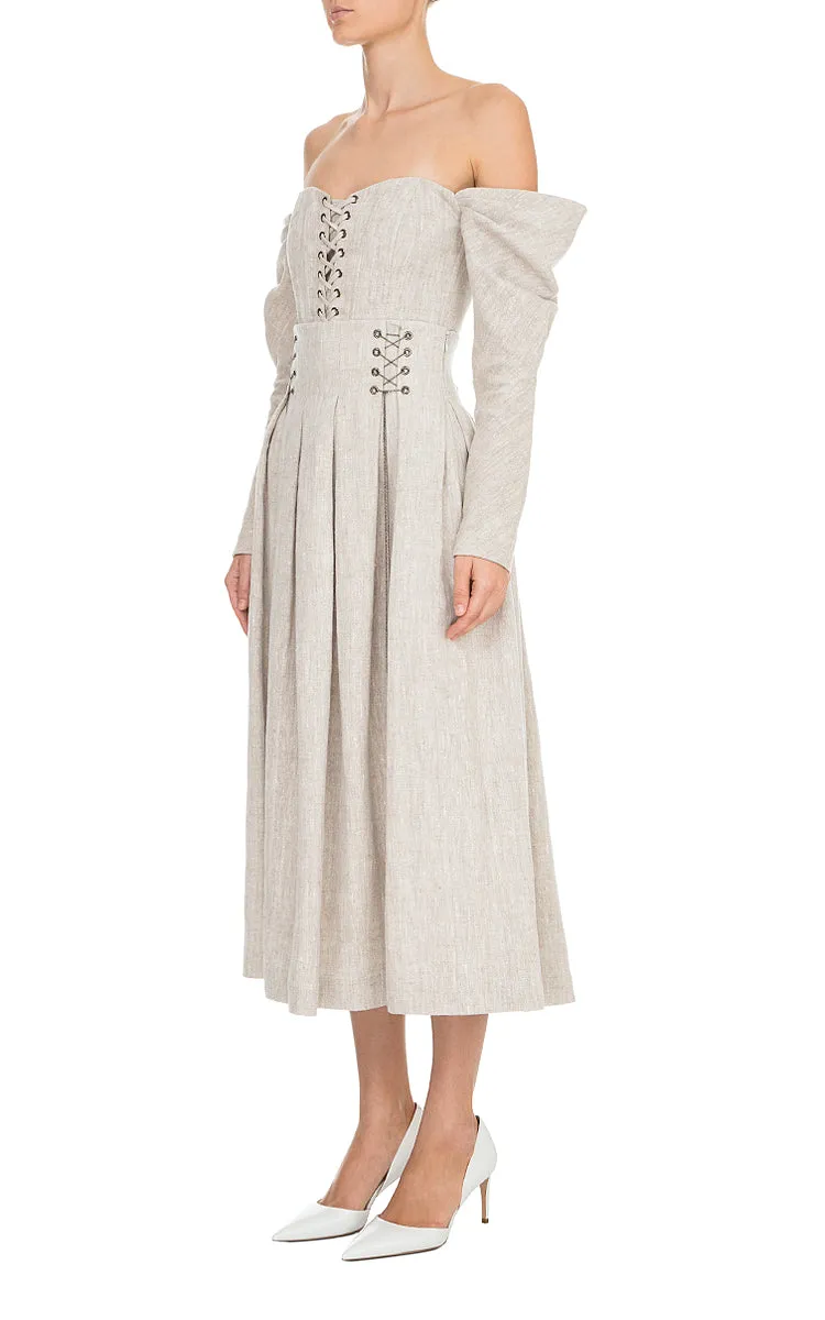 Open Shoulder Linen Top