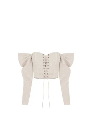 Open Shoulder Linen Top