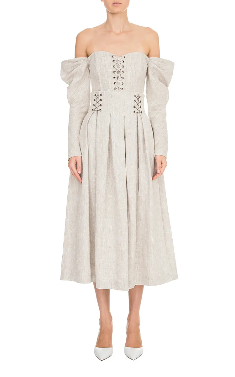 Open Shoulder Linen Top