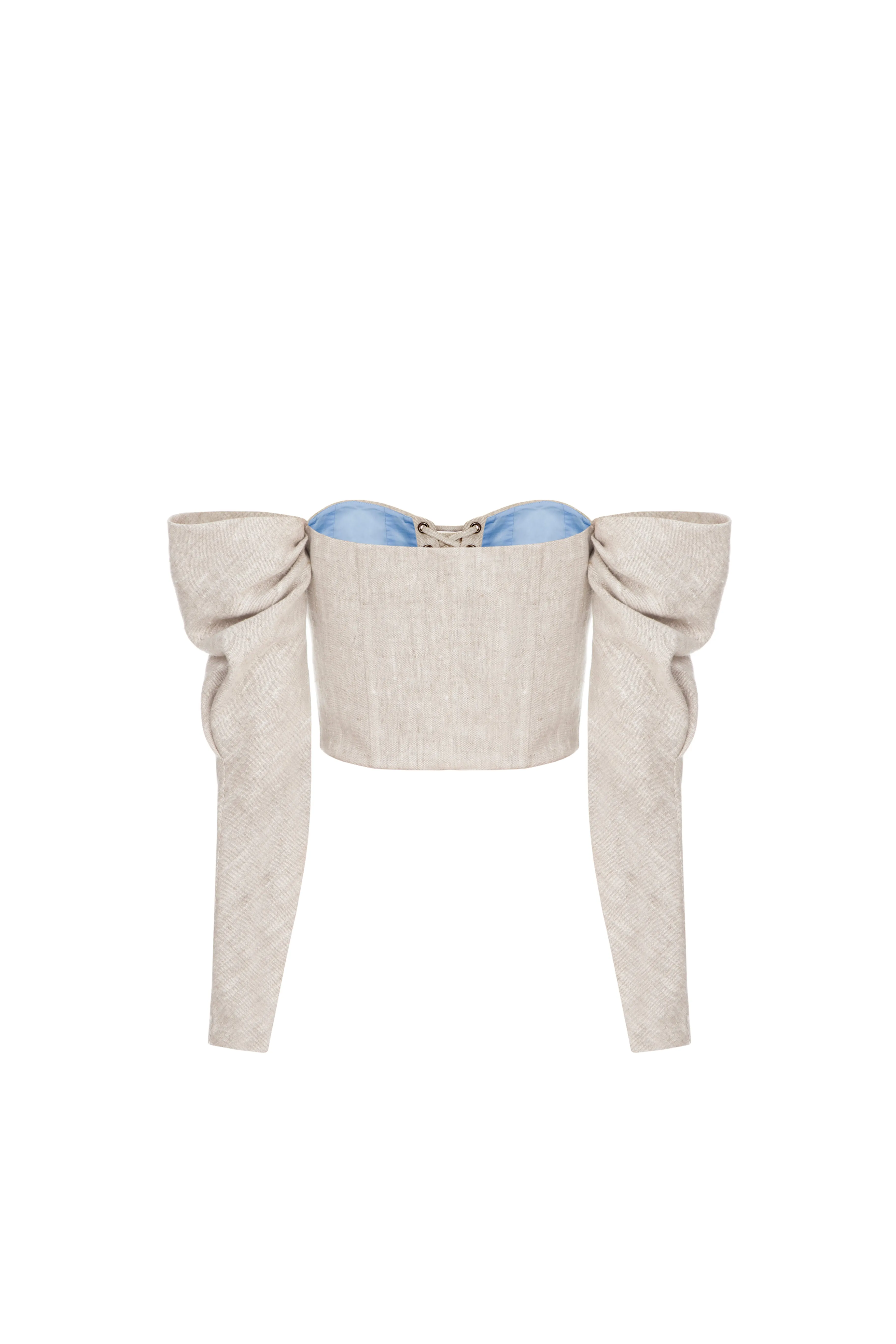 Open Shoulder Linen Top
