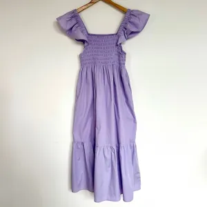 O.P.T Tiered Smocked Maxi Lavender Dress ~Small~ Cotton, Flutter Sleeve Cottage