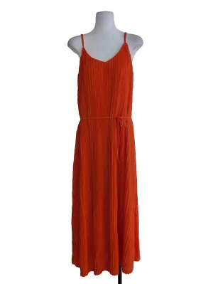 Orange Pleated Dress