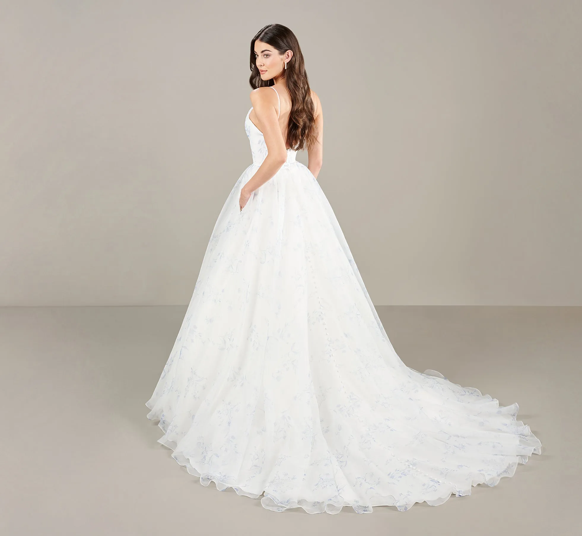 Organza Wedding Ball Gown In Ivory Blue
