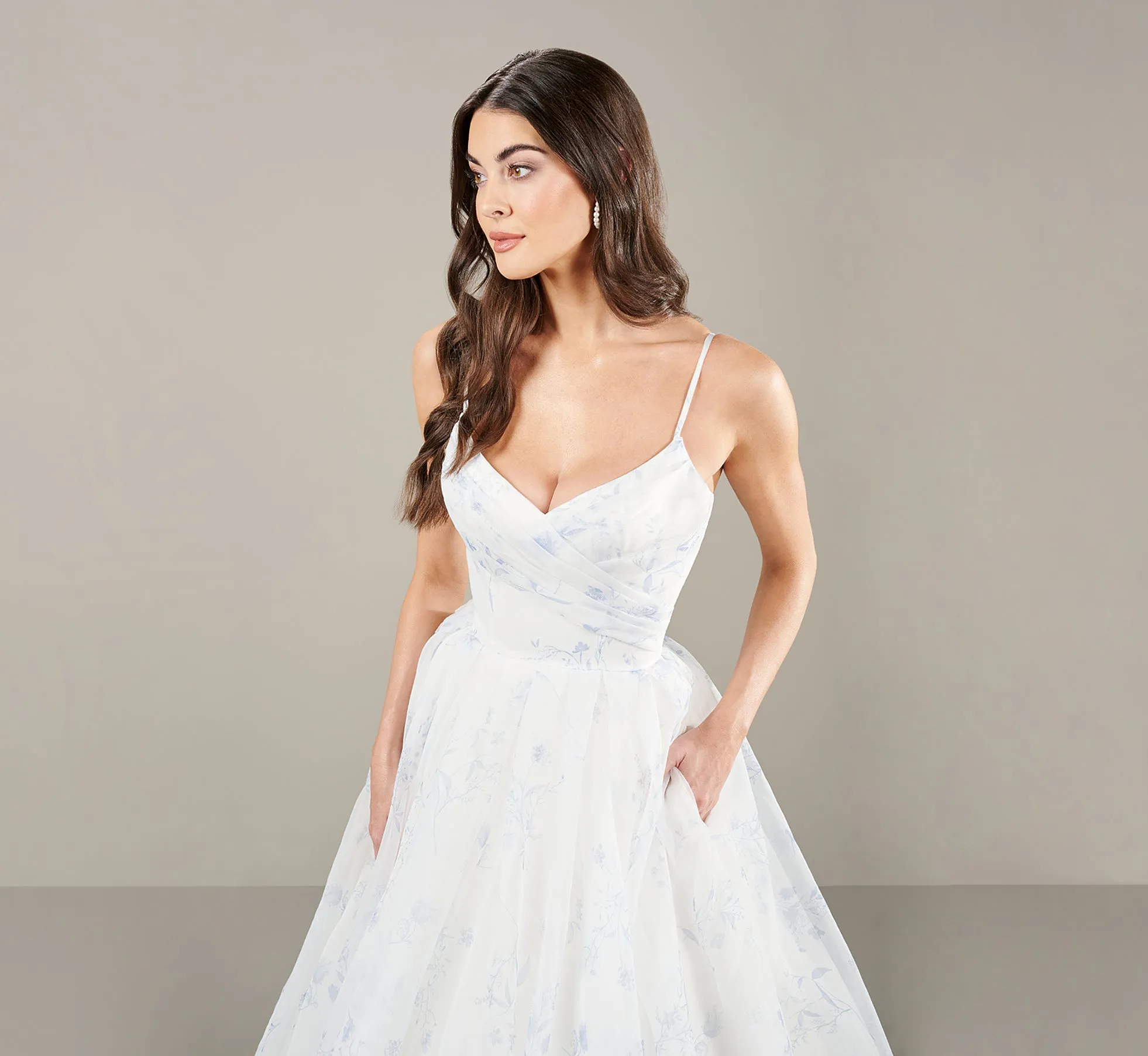 Organza Wedding Ball Gown In Ivory Blue