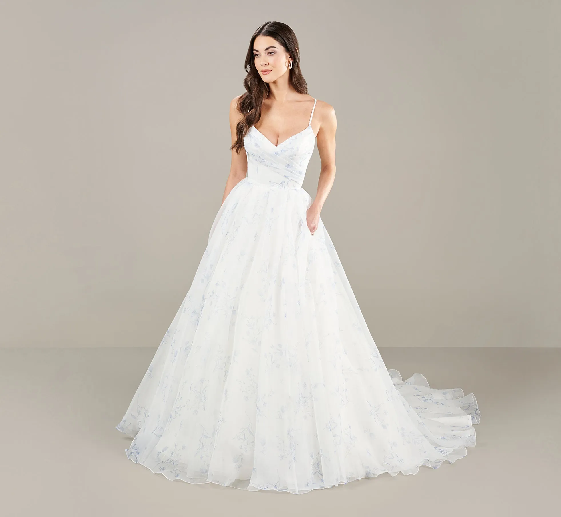Organza Wedding Ball Gown In Ivory Blue