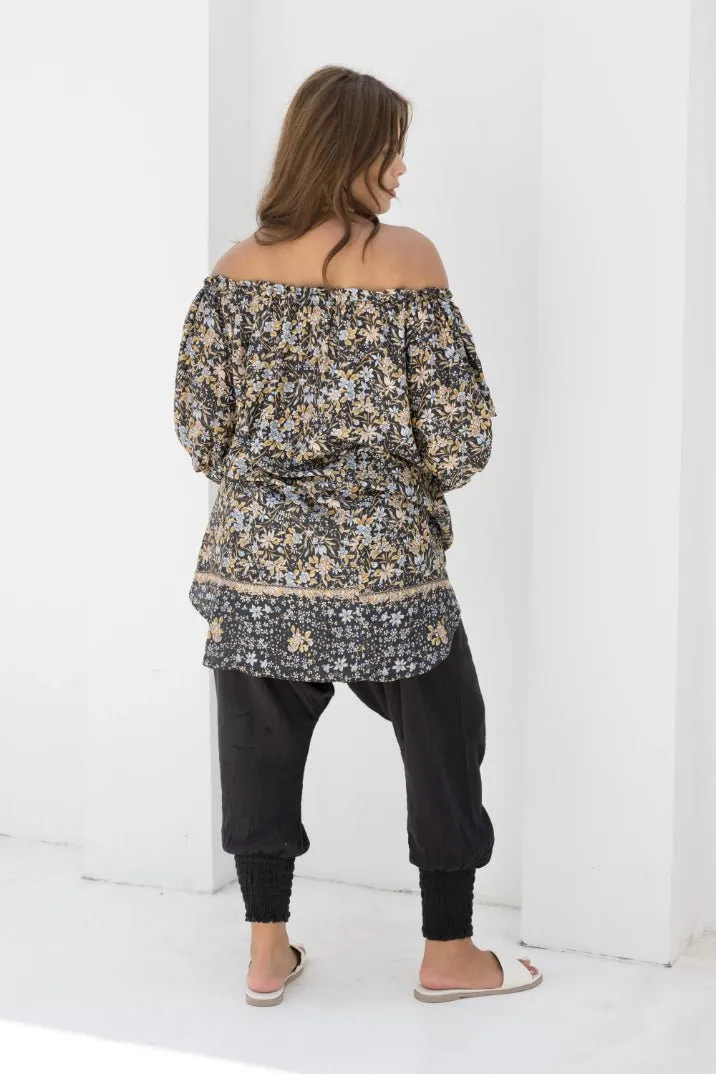 Ouvea Blouse - Black Iris Print