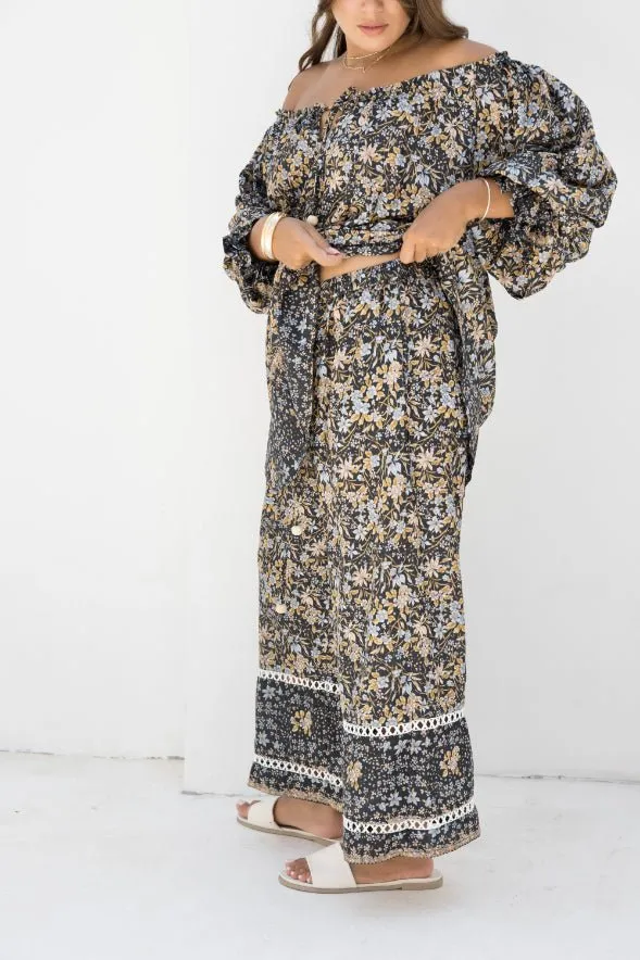 Ouvea Blouse - Black Iris Print