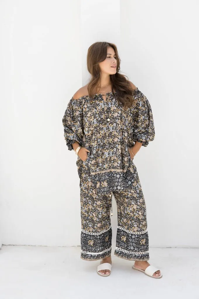 Ouvea Blouse - Black Iris Print