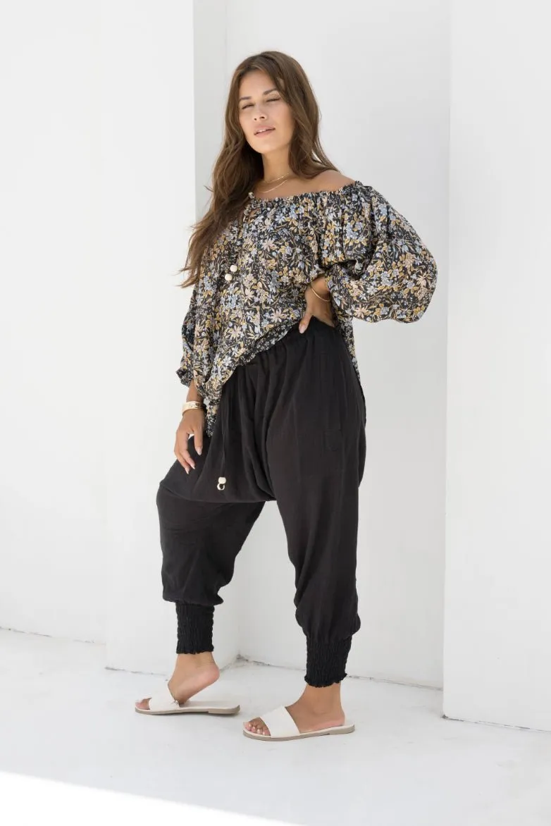Ouvea Blouse - Black Iris Print