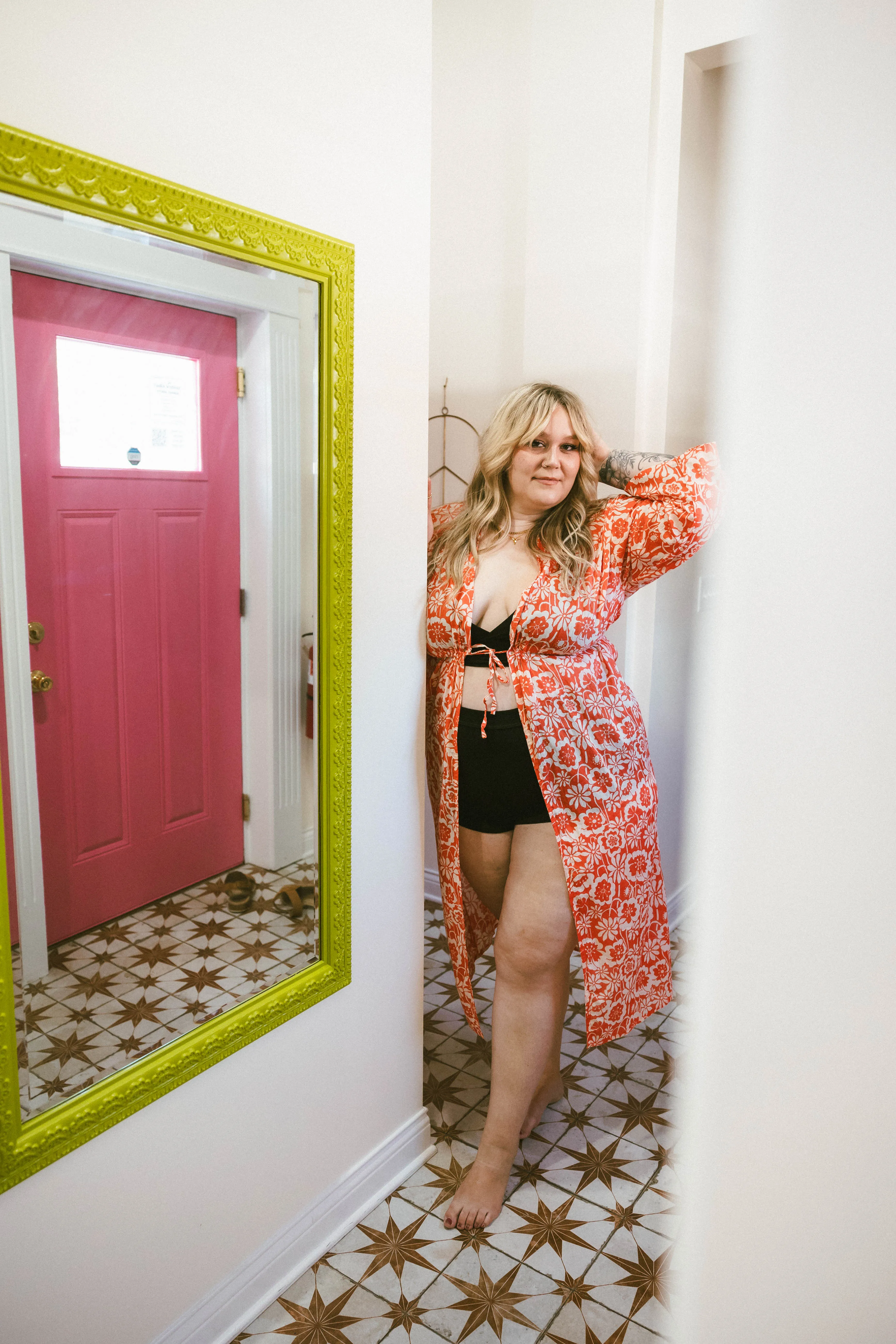 pacific duster in orange floral