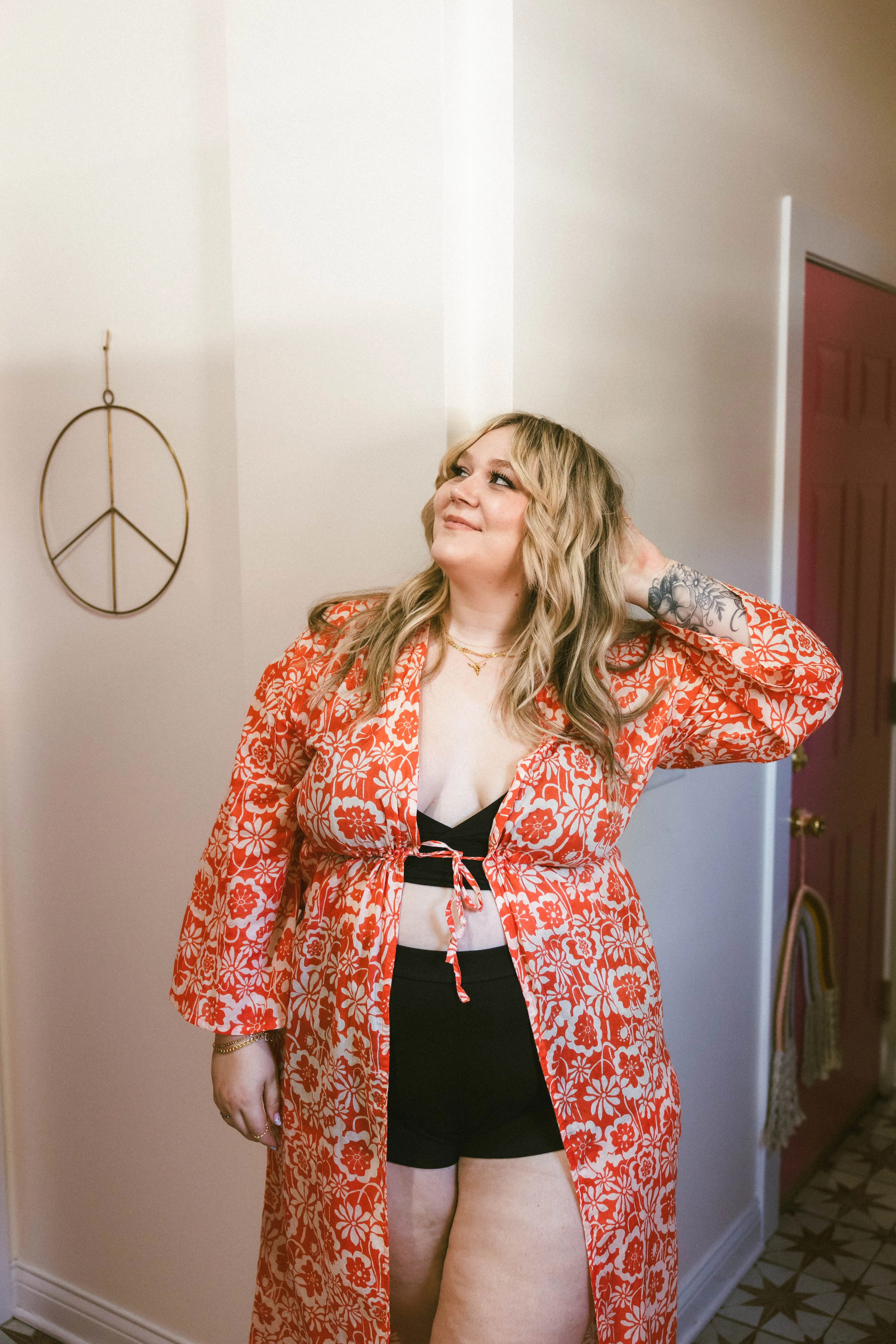 pacific duster in orange floral