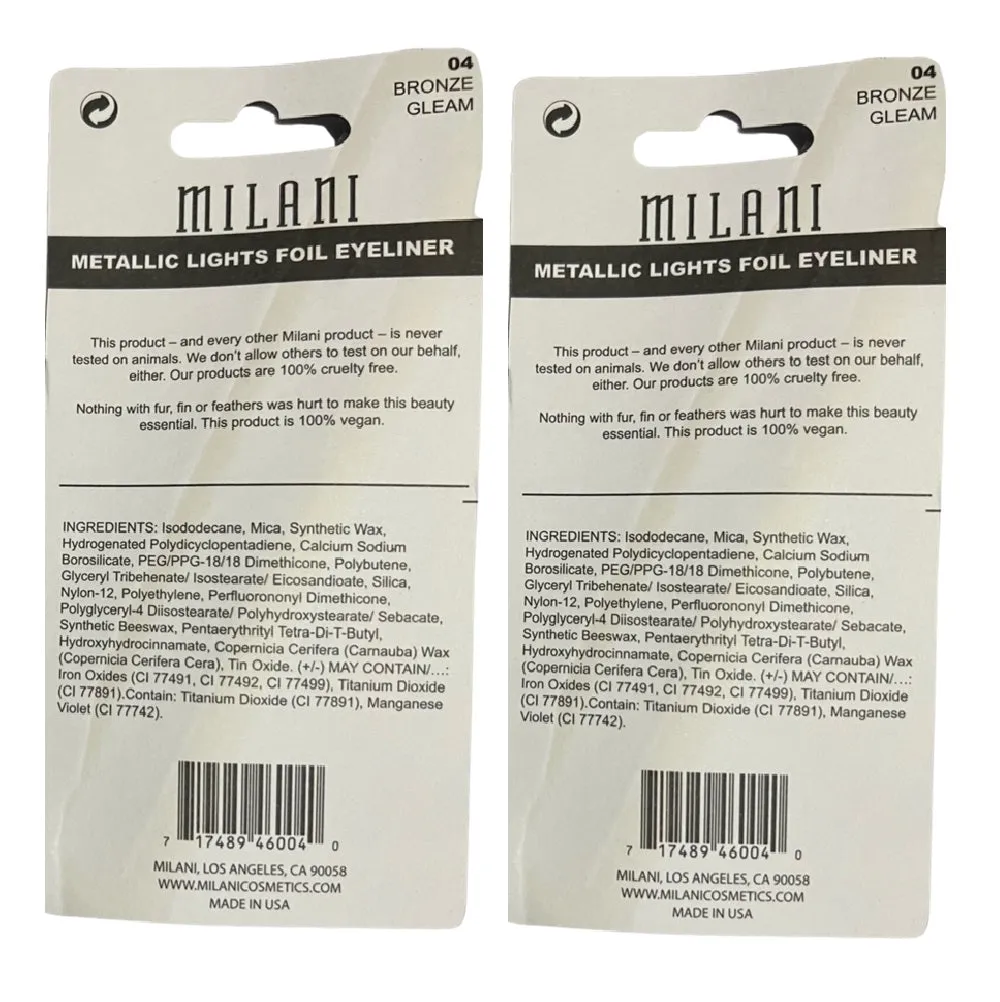Pack of 2 Milani Metallic Lights Foil Eyeliner Pencil, Bronze Gleam 04