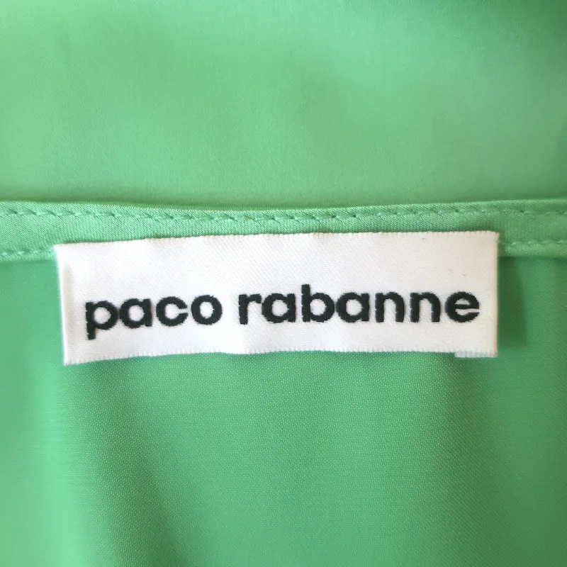 Paco Rabanne Lace-Trim Mini Slip Dress Light Green Pleated Satin Size 42