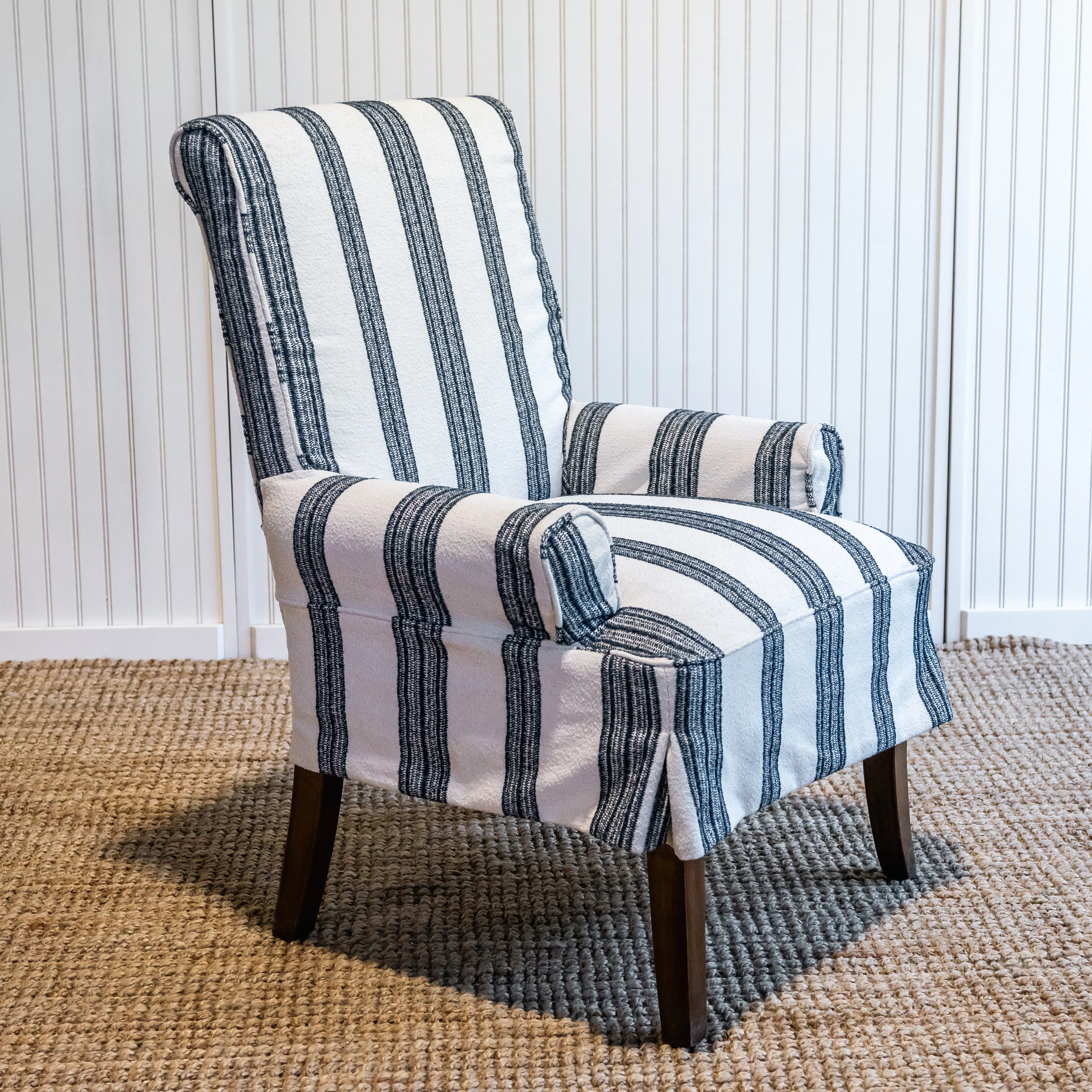 Parsons Arm Chair - Short Skirt with Exposed Leg - Slipcovered