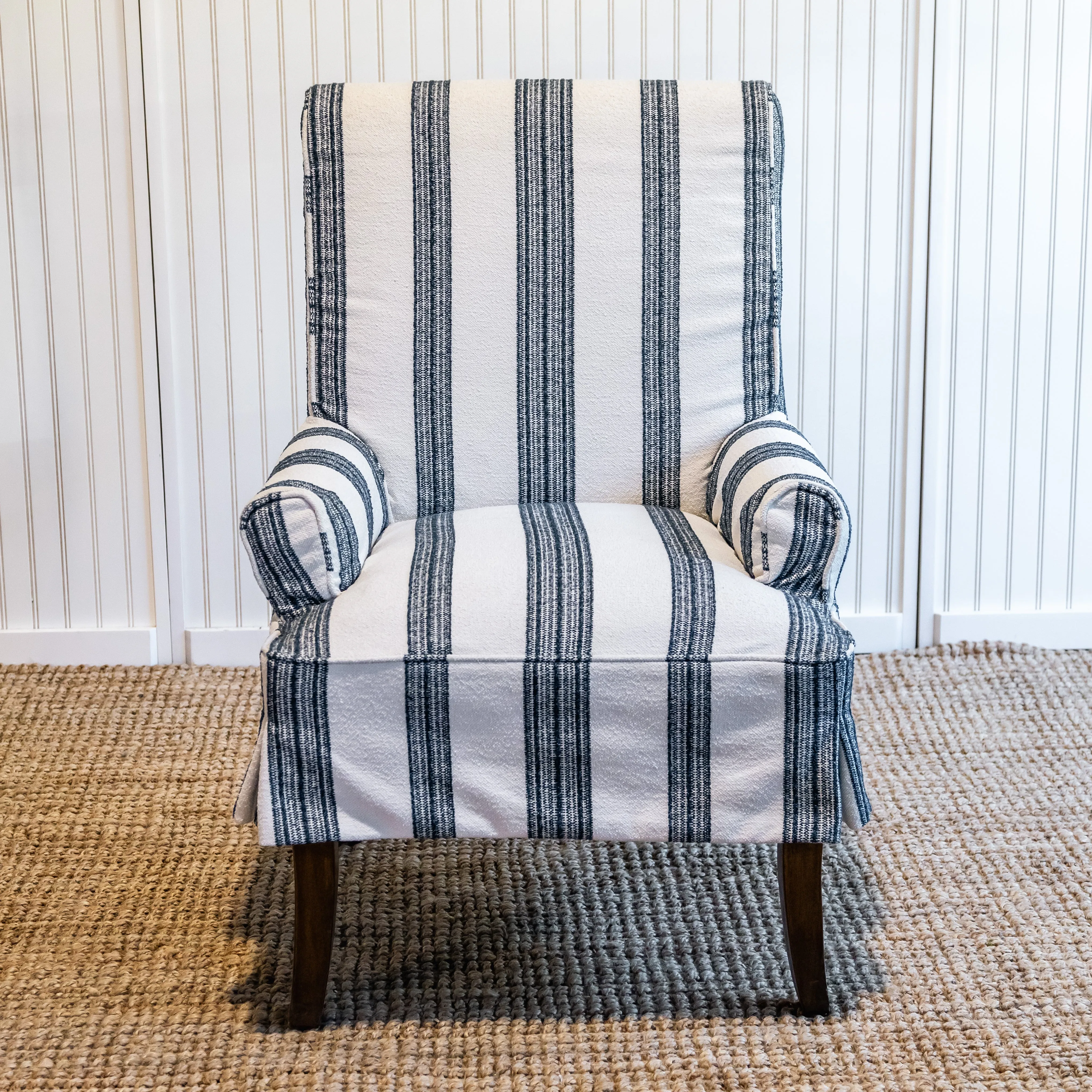 Parsons Arm Chair - Short Skirt with Exposed Leg - Slipcovered