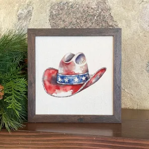 Patriotic Cowboy Hat - Framed Sign