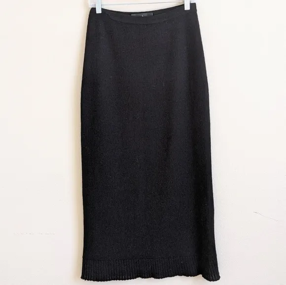 Peruvian Connection 100% Baby Alpaca Maxi Skirt Women S Black Knit Classic Boho